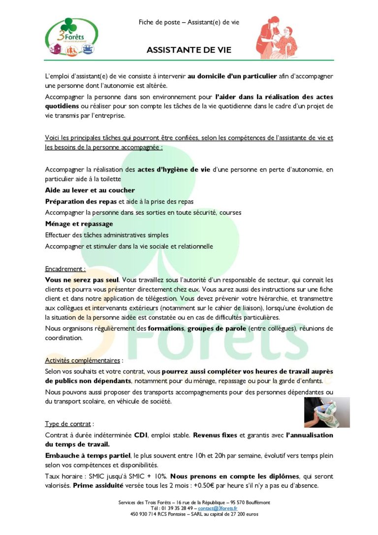 Offre d’emploi Assistant(e) de vie – Unisap 95